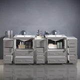 Fresca FCB62-72GR-I Fresca Torino 84" Gray Modern Double Sink Bathroom Cabinets w/ Integrated Sinks