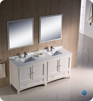 Fresca FVN20-3636AW Fresca Oxford 72" Antique White Traditional Double Sink Bathroom Vanity