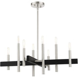 Livex Lighting 49348-91 Denmark Collection 8-Light Chandelier with Exposed Bulbs, Brushed Nickel, 28 x 28 x 44