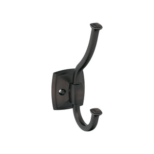 Amerock H37002ORB Kinsale Double Prong Decorative Wall Hook Oil Rubbed Bronze Hook for Coats, Hats, Backpacks, Bags Hooks for Bathroom, Bedroom, Closet, Entryway, Laundry Room, Office