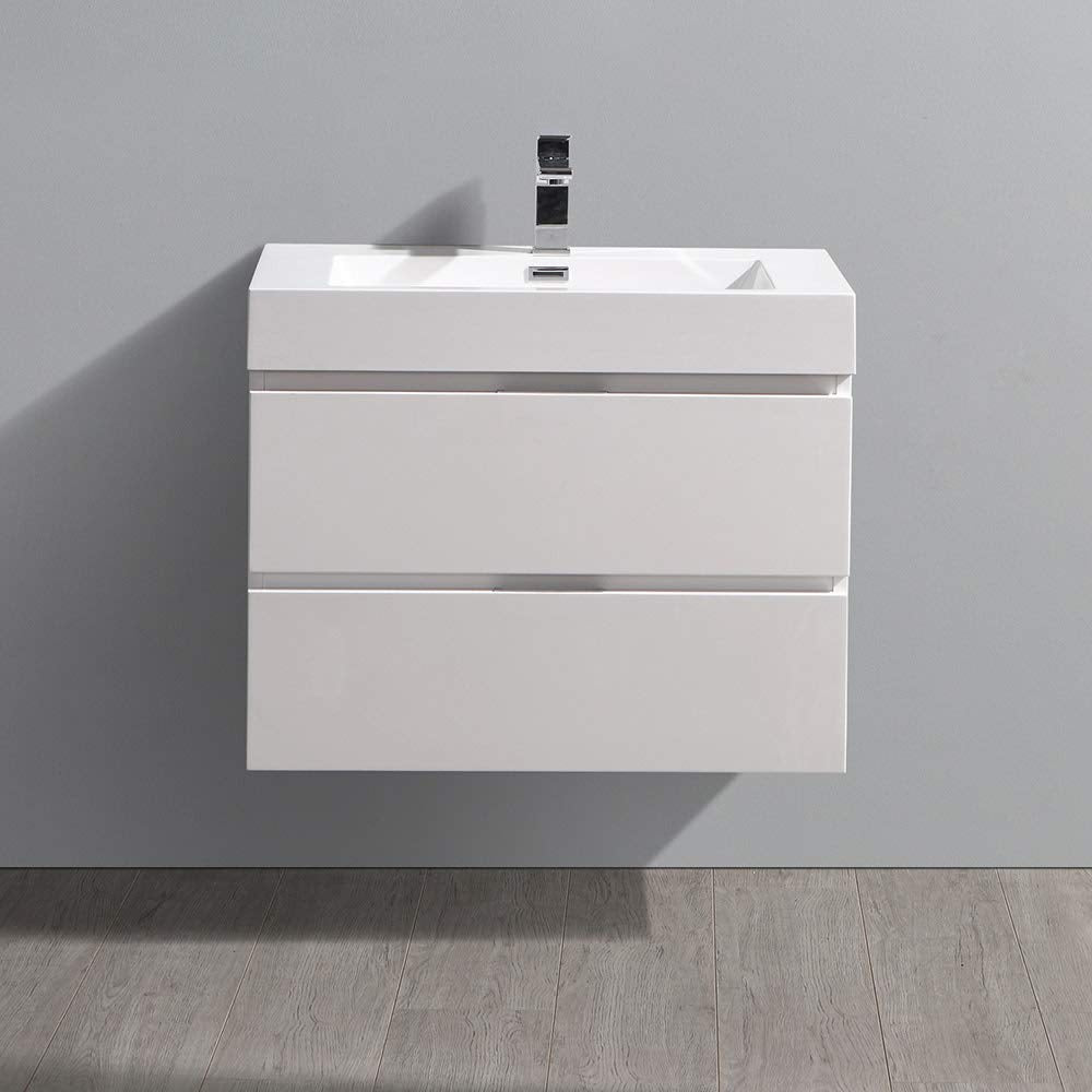 Fresca FCB8330WH-I Fresca Valencia 30" Glossy White Wall Hung Modern Bathroom Vanity