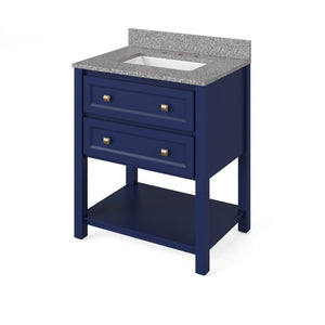 Jeffrey Alexander VKITADL30BLBOR 30" Hale Blue Adler Vanity, Boulder Cultured Marble Vanity Top, undermount rectangle bowl