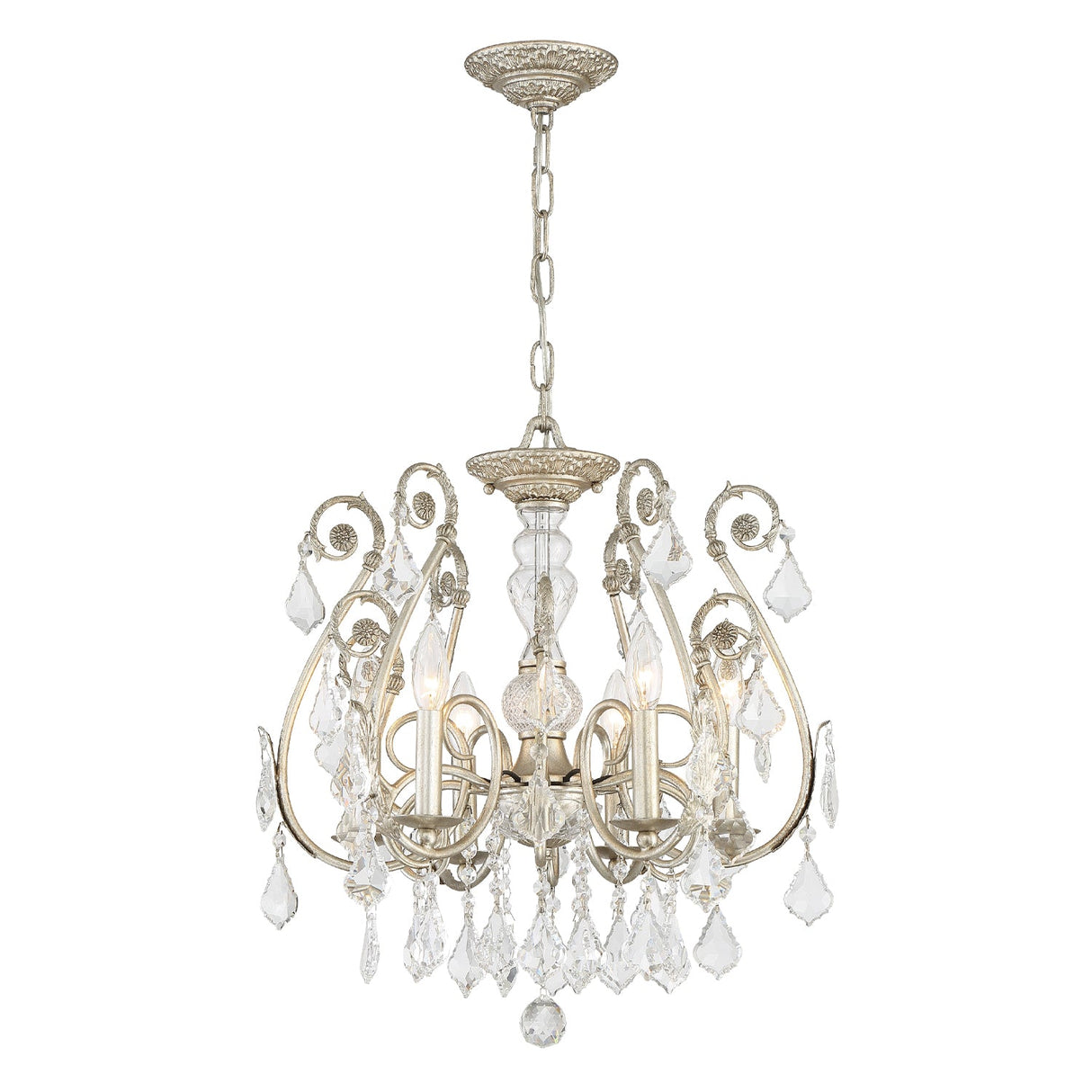 Regis 6 Light Hand Cut Crystal Olde Silver Chandelier 5115-OS-CL-MWP