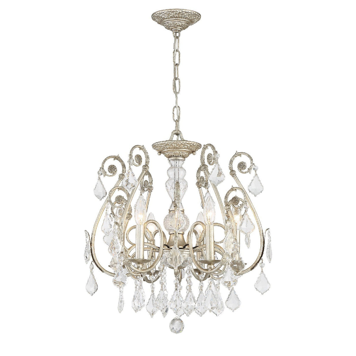 Regis 6 Light Hand Cut Crystal Olde Silver Chandelier 5115-OS-CL-MWP