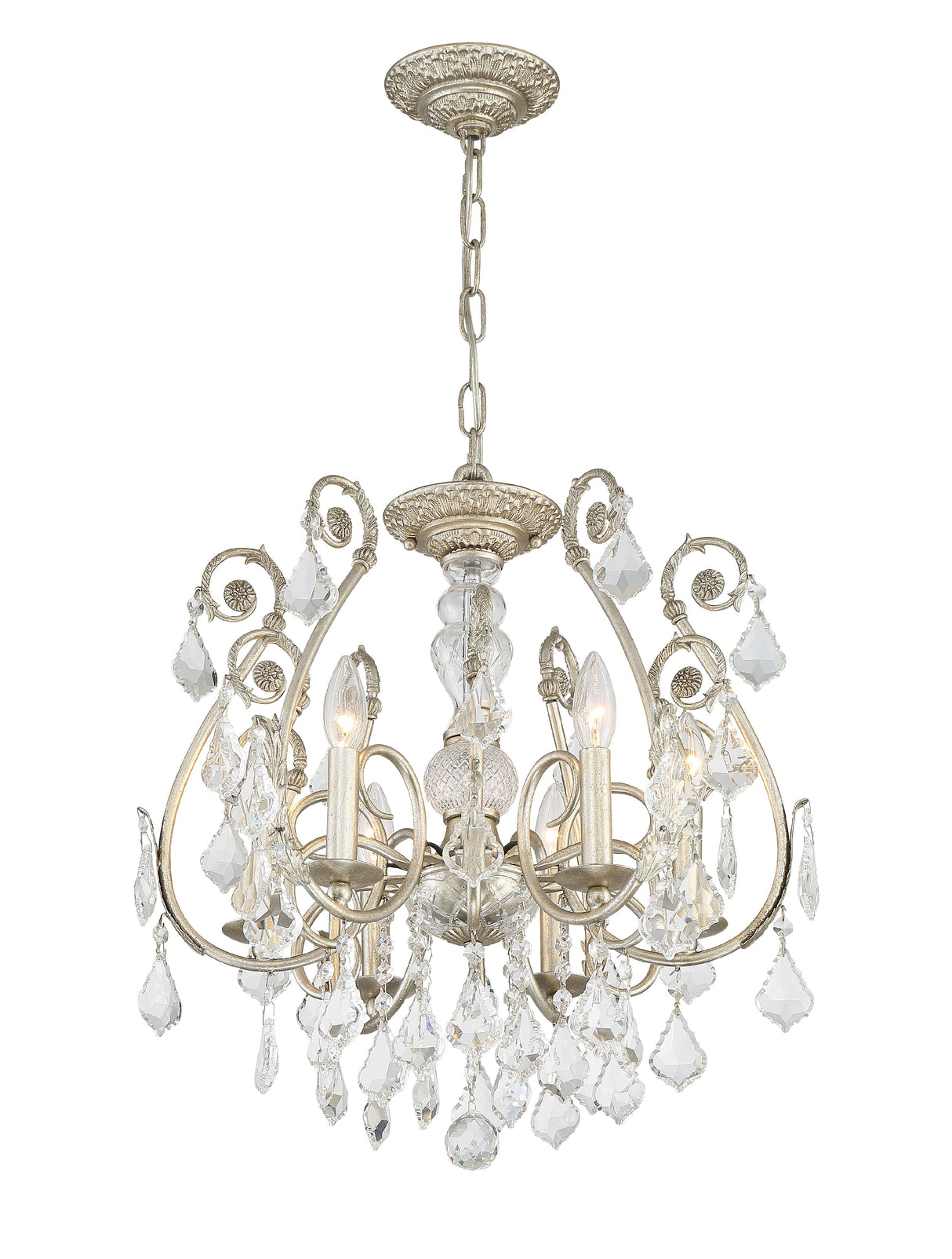 Regis 6 Light Hand Cut Crystal Olde Silver Chandelier 5115-OS-CL-MWP