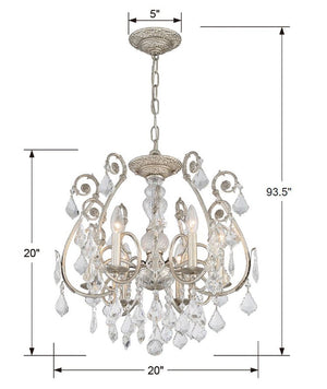 Regis 6 Light Swarovski Strass Crystal Olde Silver Chandelier 5115-OS-CL-S