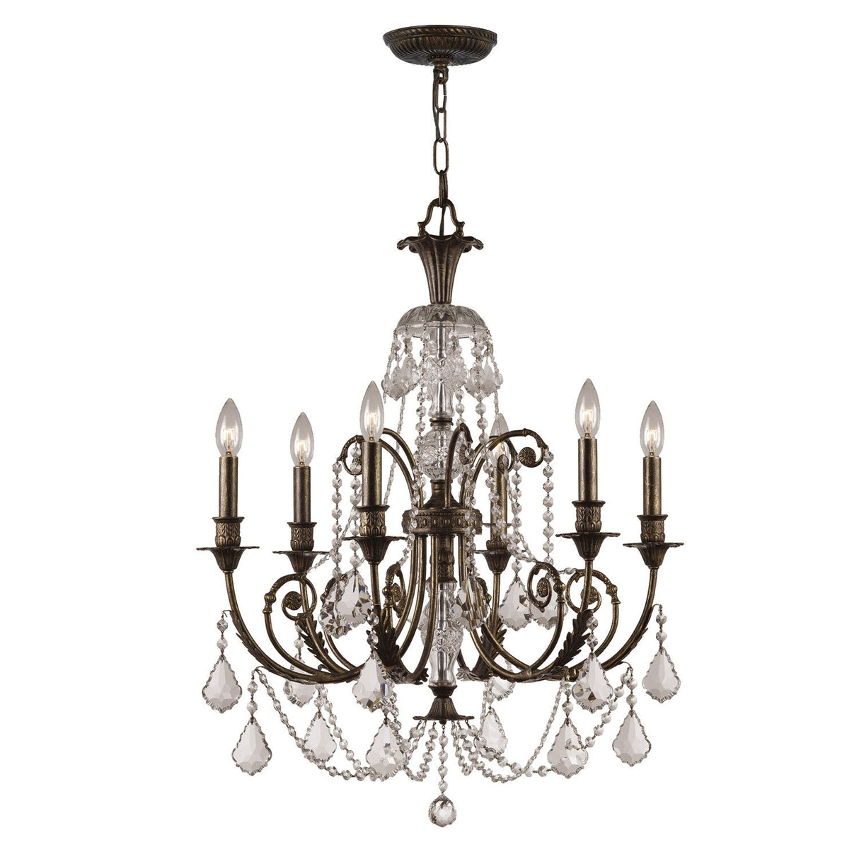 Regis 6 Light Swarovski Strass Crystal English Bronze Chandelier 5116-EB-CL-S