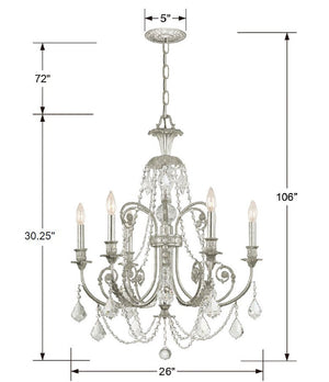 Regis 6 Light Swarovski Strass Crystal Olde Silver Chandelier 5116-OS-CL-S