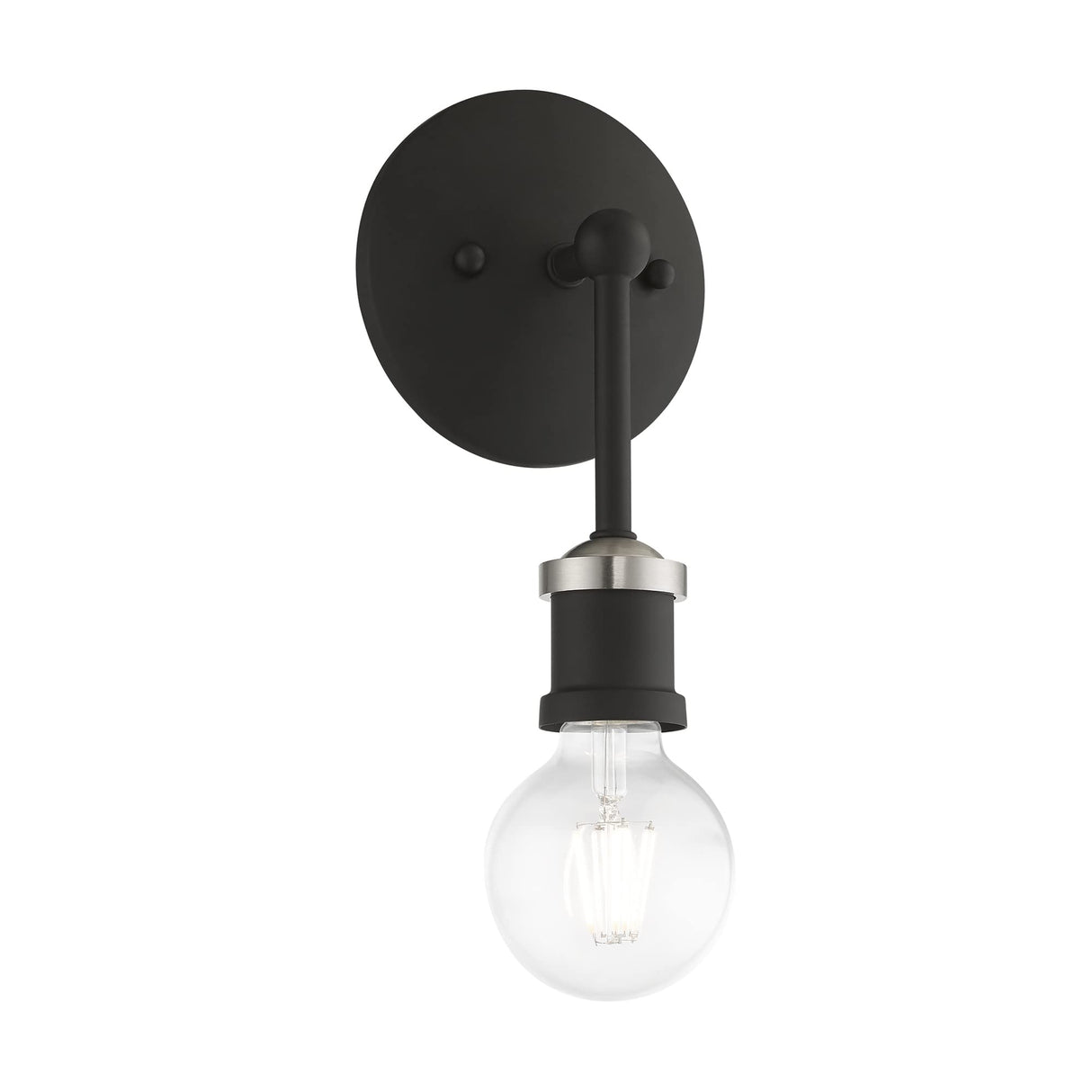 Livex Lighting 14429-04 Lansdale 1 Light ADA Vanity Sconce, Black with Brushed Nickel Accents