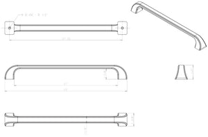 Jeffrey Alexander 972-12PC 12" Center-to-Center Polished Chrome Square Marlo Appliance Handle