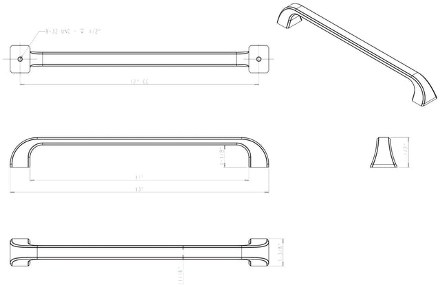 Jeffrey Alexander 972-12SN 12" Center-to-Center Satin Nickel Square Marlo Appliance Handle