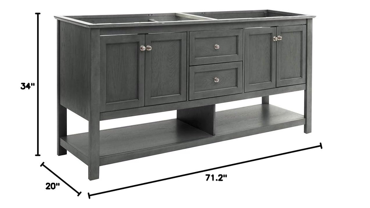 Fresca FCB2372VG-D Fresca Manchester Regal 72" Gray Wood Veneer Traditional Double Sink Bathroom Cabinet