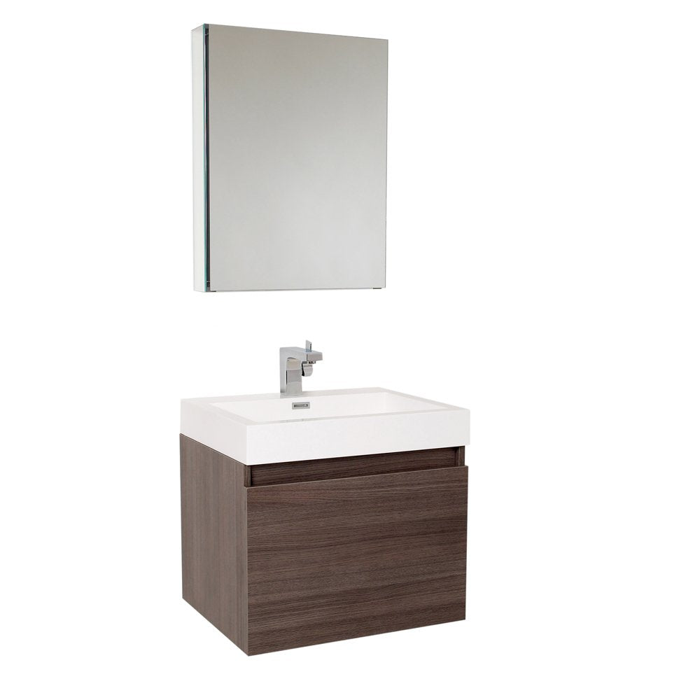 Fresca FVN8006GO Fresca Nano 24" Gray Oak Modern Bathroom Vanity w/ Medicine Cabinet