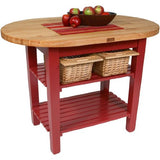 John Boos C-ELIP7230175-2S-BN Eliptical C-Table, 72 inchW, Barn Red, 2 shelves