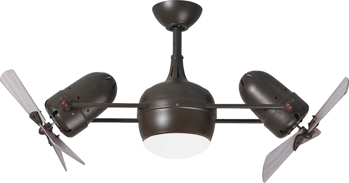 Matthews Fan DGLK-TB-WDBW Dagny 360° double-headed rotational ceiling fan with light kit in Textured Bronze finish with solid barn wood blades.