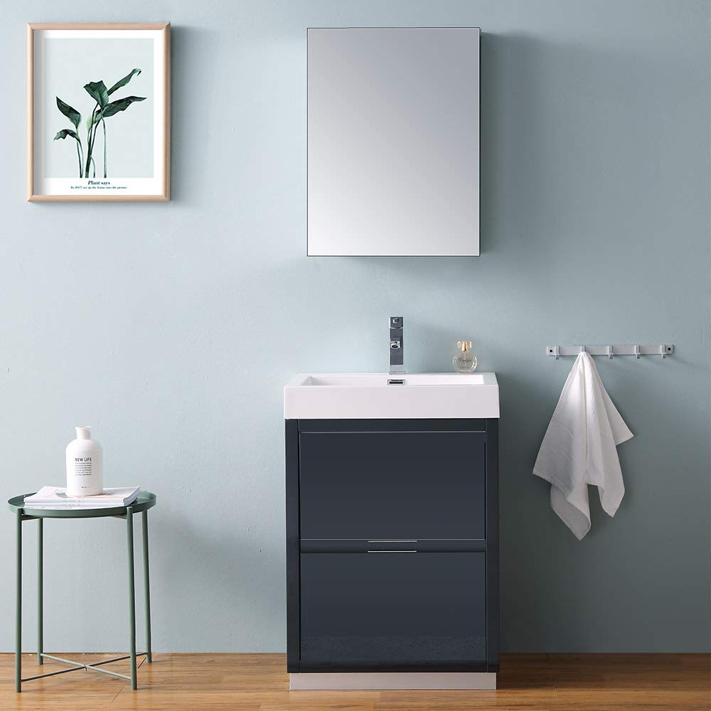 Fresca FVN8424GO Fresca Valencia 24" Gray Oak Free Standing Modern Bathroom Vanity w/ Medicine Cabinet