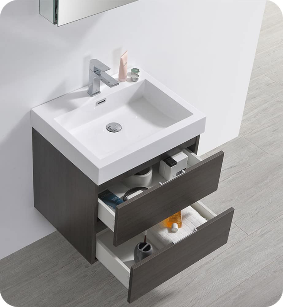 Fresca FCB8324GO Fresca Valencia 24" Gray Oak Wall Hung Modern Bathroom Cabinet