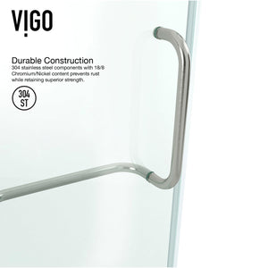 VIGO 32 in. x 48 in. x 79 in. Monteray Frameless Hinged Rectangle Shower Enclosure with Clear 0.38" Tempered Glass and Hardware in Brushed Nickel Finish with Left Handle and Base - VG6011BNCL48WR