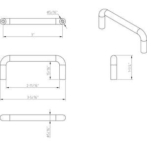 Elements S271-3MB 3" Center-to-Center Matte Black Torino Cabinet Wire Pull