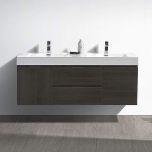 Fresca FCB8360GO-D-I Fresca Valencia 60" Gray Oak Wall Hung Double Sink Modern Bathroom Vanity