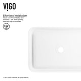 VIGO VGT1005 15.75" L -22.75" W -12.0" H Handmade Matte Stone Rectangle Vessel Bathroom Sink Set in Matte White Finish with Matte Black Single-Handle Single Hole Faucet and Pop Up Drain