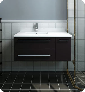 Fresca FCB6136ES-UNS-L Fresca Lucera 36" Espresso Wall Hung Undermount Sink Modern Bathroom Cabinet - Left Version
