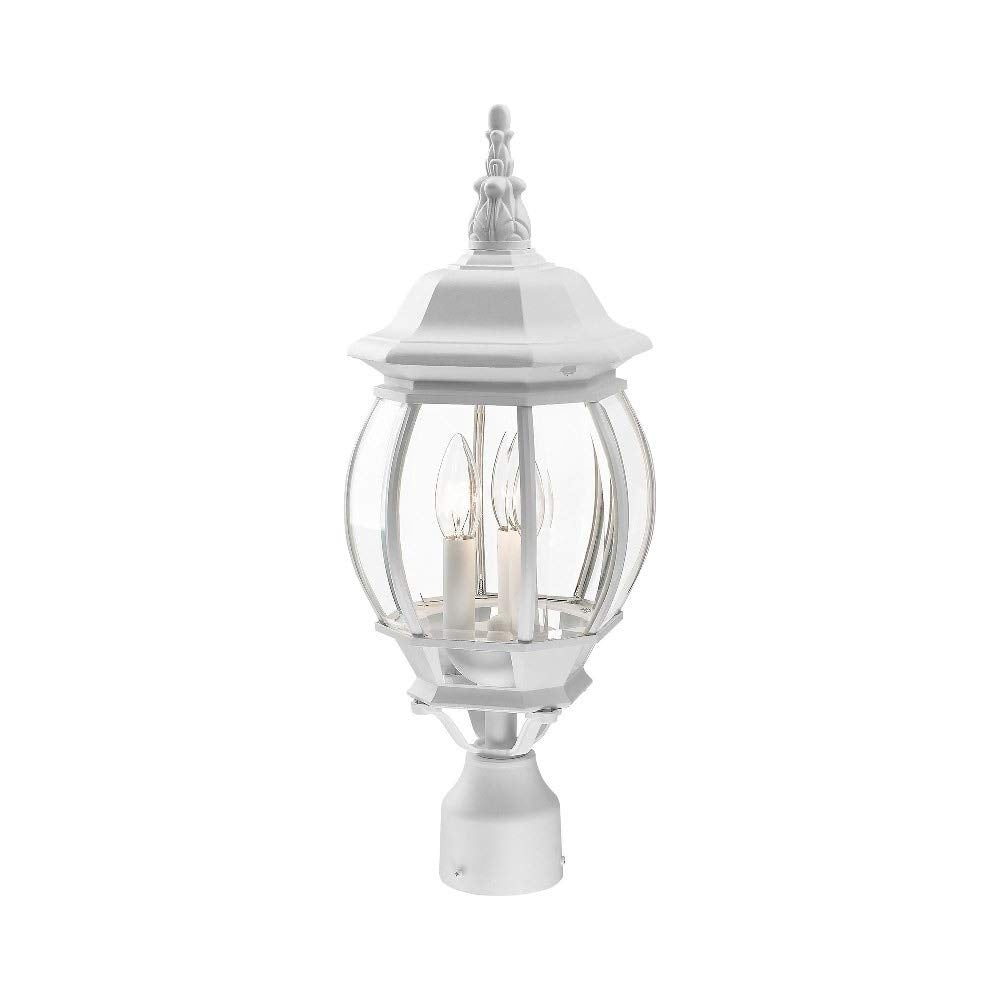 Livex Lighting 7526-13 Outdoor Post Top Light with Clear Beveled Glass Shades, White