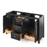 Jeffrey Alexander VKITCAD60BKCQR 60" Black Cade Vanity, double bowl, Calacatta Vienna Quartz Vanity Top, two undermount rectangle bowls