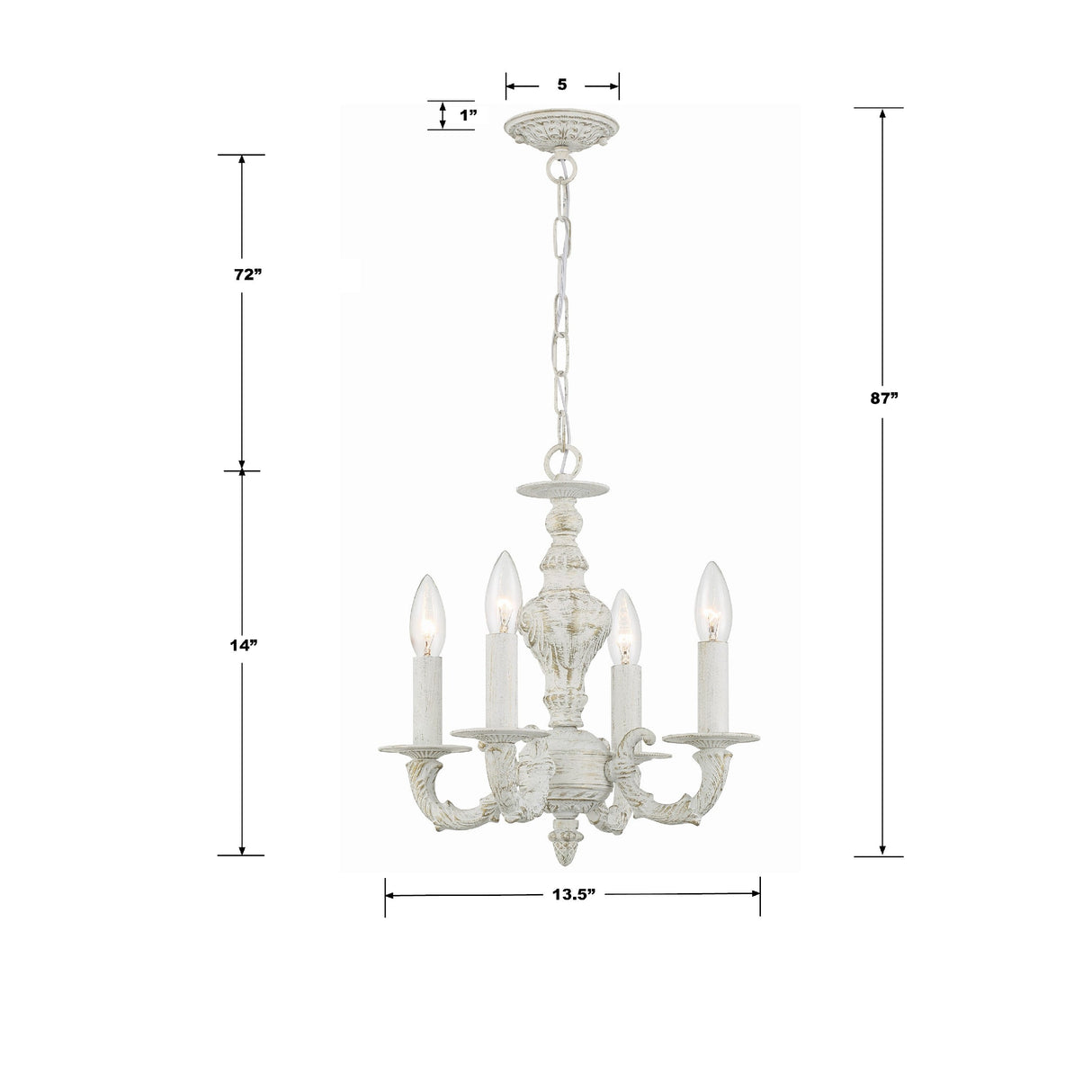 Paris Market 4 Light Antique White Mini Chandelier 5124-AW