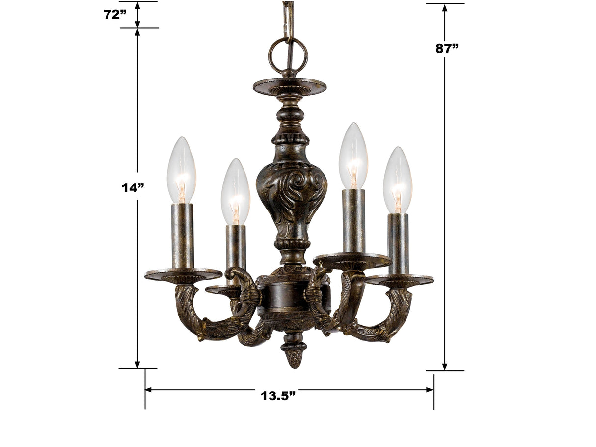 Paris Market 4 Light Antique White Mini Chandelier 5124-AW