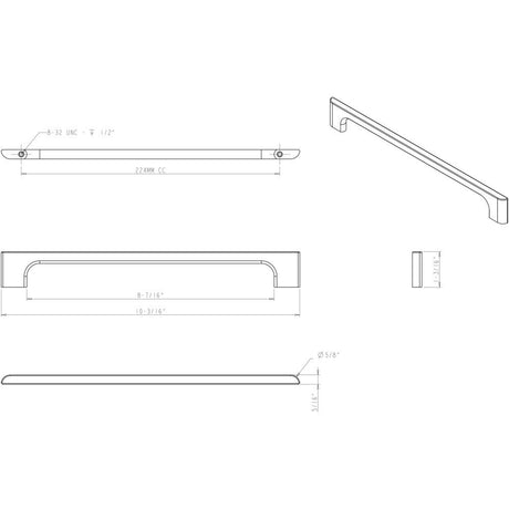 Jeffrey Alexander 286-224MB 224 mm Center-to-Center Matte Black Asymmetrical Leyton Cabinet Pull