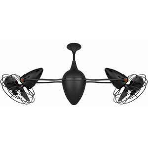 Matthews Fan AR-BK-MTL Ar Ruthiane 360° dual headed rotational ceiling fan in Matte Black finish with metal blades.