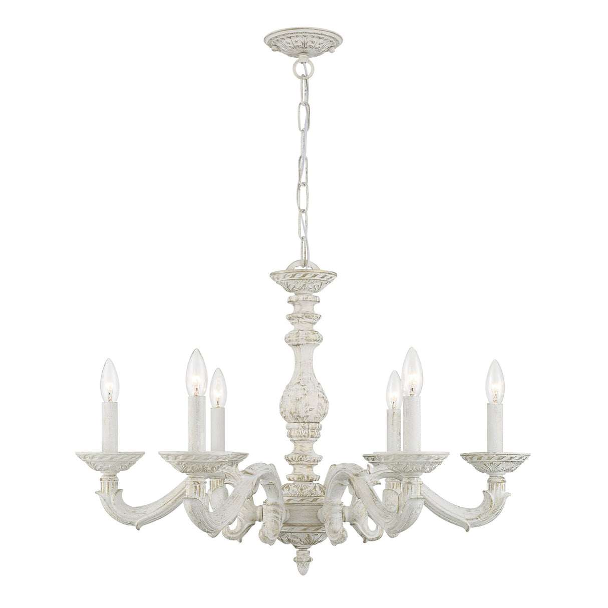 Paris Market 6 Light Antique White Chandelier 5126-AW