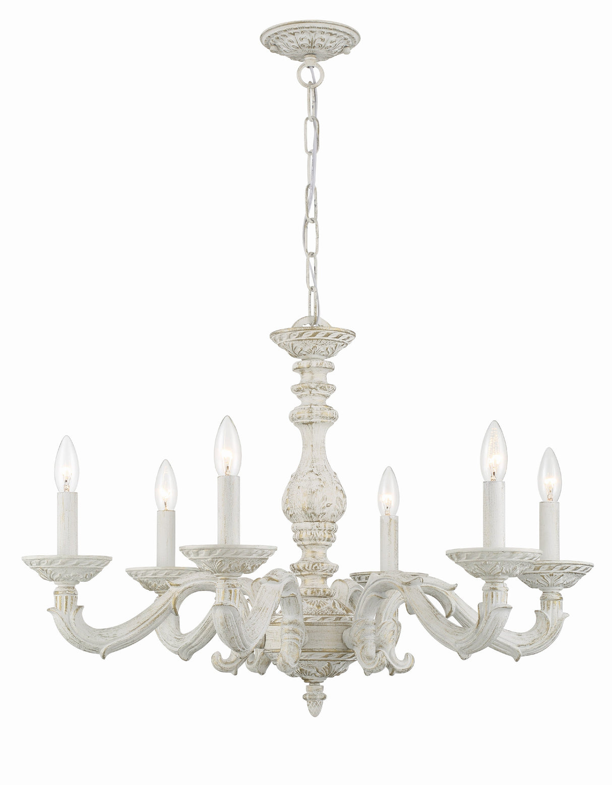 Paris Market 6 Light Antique White Chandelier 5126-AW