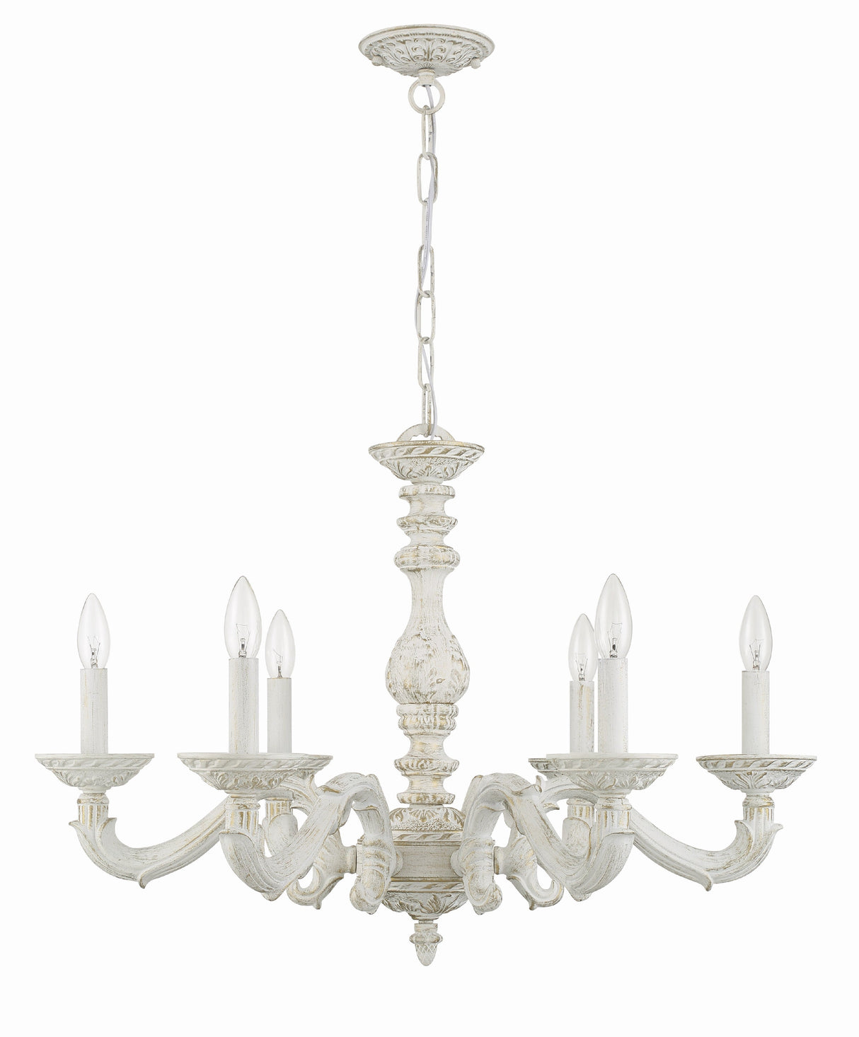 Paris Market 6 Light Antique White Chandelier 5126-AW