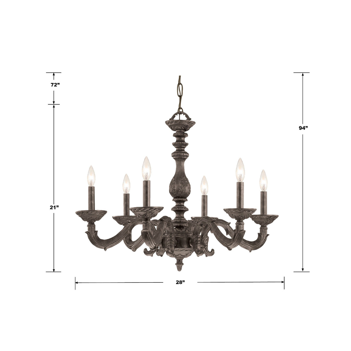 Paris Market 6 Light Antique White Chandelier 5126-AW