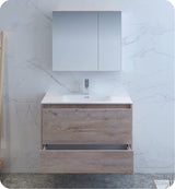 Fresca FVN9236RNW Fresca Catania 36" Rustic Natural Wood Wall Hung Modern Bathroom Vanity w/ Medicine Cabinet