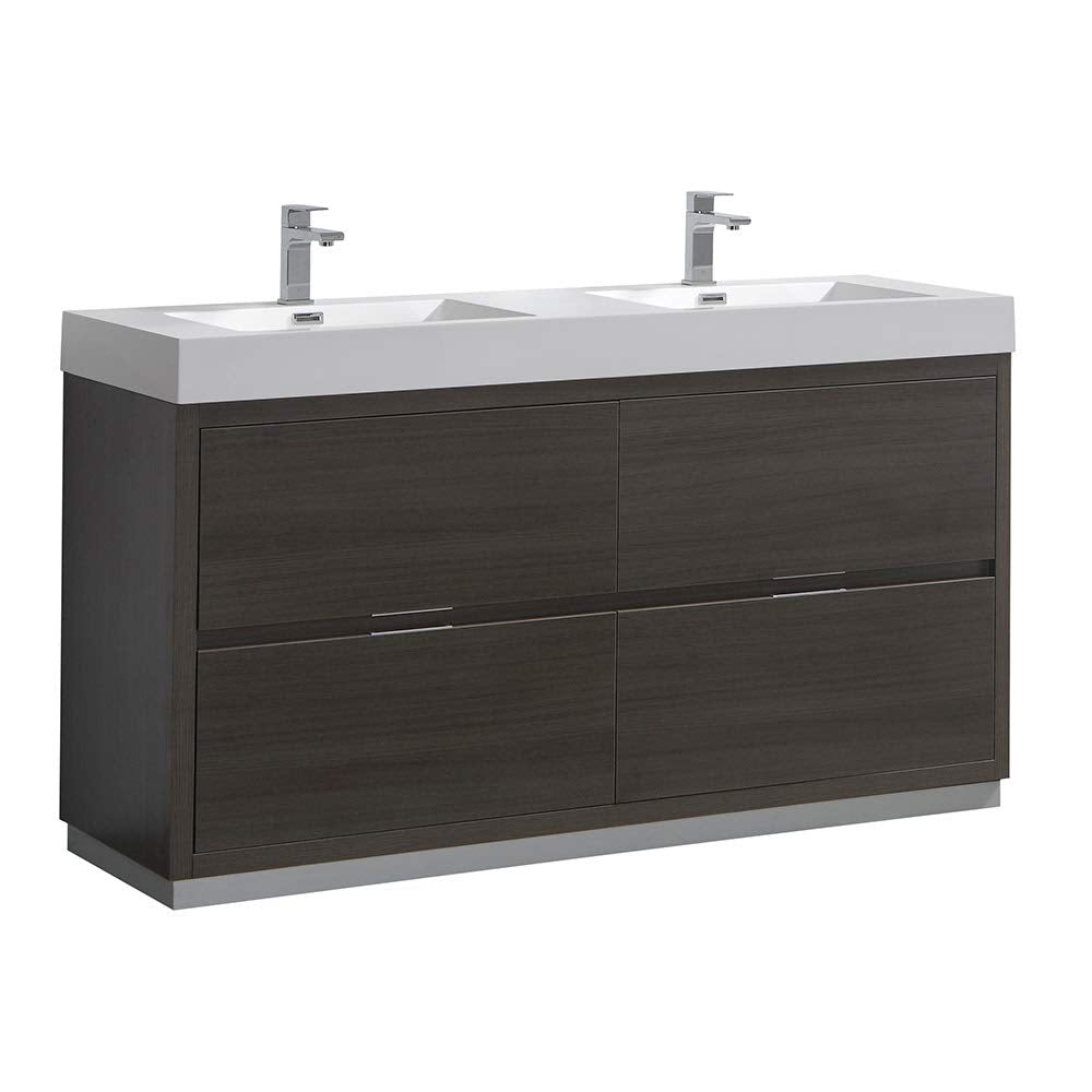 Fresca FCB8460GO-D-I Fresca Valencia 60" Gray Oak Free Standing Double Sink Modern Bathroom Vanity