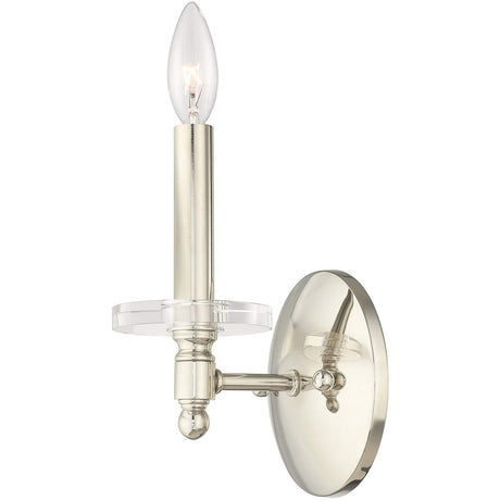 Livex Lighting 42701-35 Bancroft - One Light Wall Sconce, Polished Nickel Finish with Clear Bobeche Crystal