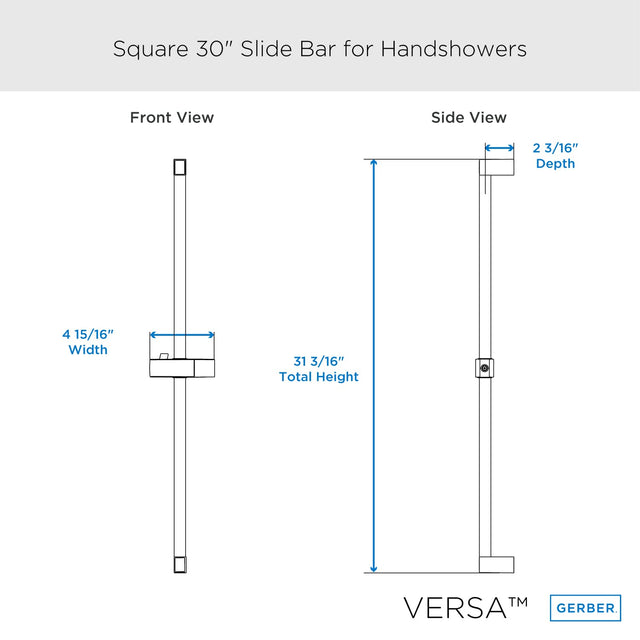 Gerber D461734BS Satin Black Square Versa 30" Slide Bar