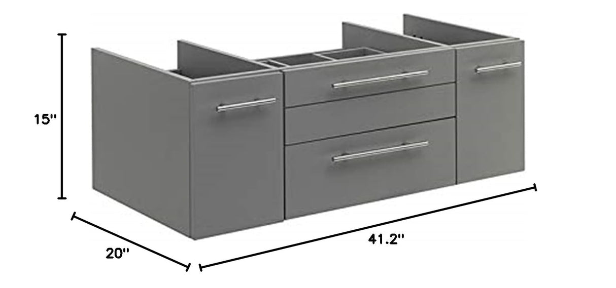 Fresca FCB6142GR-VSL Fresca Lucera 42" Gray Wall Hung Vessel Sink Modern Bathroom Cabinet