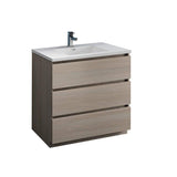 Fresca FCB9336MGO-I Fresca Lazzaro 36" Gray Wood Free Standing Modern Bathroom Cabinet w/ Integrated Sink