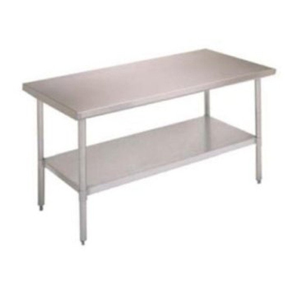 John Boos FBLG6018 Flat Top Work Table W/ Galvanized Legs & Adjustable Undershelf, No Backsplash, 60" X 18"