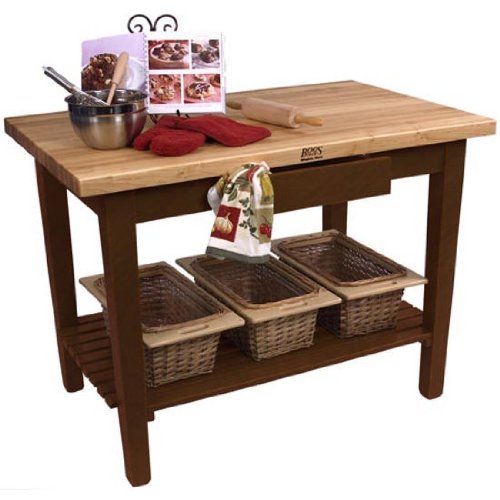 John Boos C6024-D-S-CR Classic Country Worktable, 60" W x 24" D 35" H, with Drawer and 1 Shelf, Cherry Stain