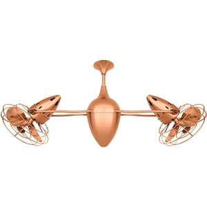 Matthews Fan AR-BRCP-MTL Ar Ruthiane 360° dual headed rotational ceiling fan in brushed copper finish with metal blades.