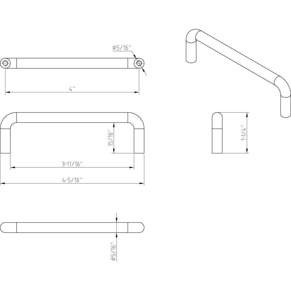 Elements S271-4MB 4" Center-to-Center Matte Black Torino Cabinet Wire Pull