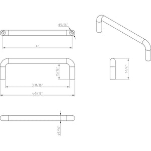 Elements S271-4MB 4" Center-to-Center Matte Black Torino Cabinet Wire Pull