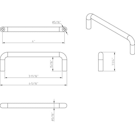 Elements S271-4MB 4" Center-to-Center Matte Black Torino Cabinet Wire Pull