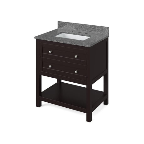 Jeffrey Alexander VKITAST30ESBOR 30" Espresso Astoria Vanity, Boulder Cultured Marble Vanity Top, undermount rectangle bowl
