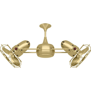 Matthews Fan DD-BRBR-MTL Duplo Dinamico 360” rotational dual head ceiling fan in Brushed Brass finish with Metal blades.